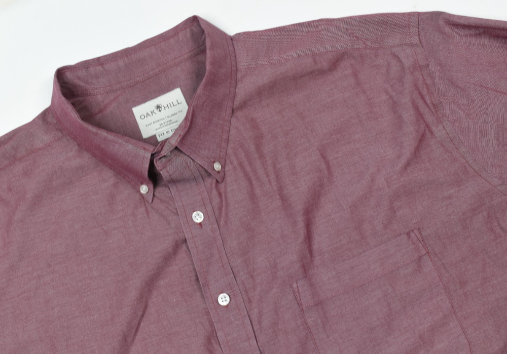 Oak Hill Easy Stretch Shirt Mens 20 Burgundy Long Sleeve Button-Down Classic Fit